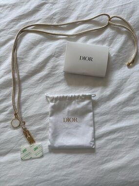 Dior Gold and White J'Adore Logo Charm Phone Ring